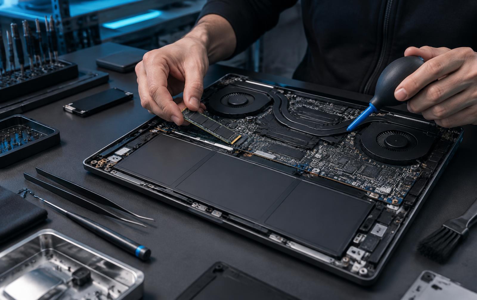 Exemplo ilustrativo de manutenção e limpeza interna de notebook